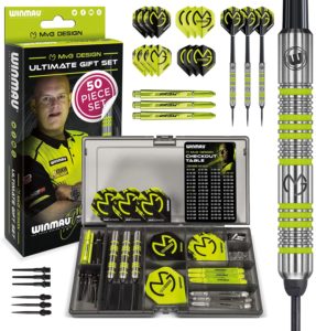 WINMAU MvG Dart Geschenkset - 50-teiliges Dartset mit 4 Sätzen Dartschäften, 4 Sätzen Flüge und Zubehör