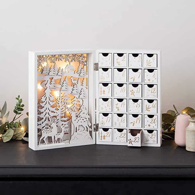 Beleuchteter Holz Adventskalender zum Befüllen