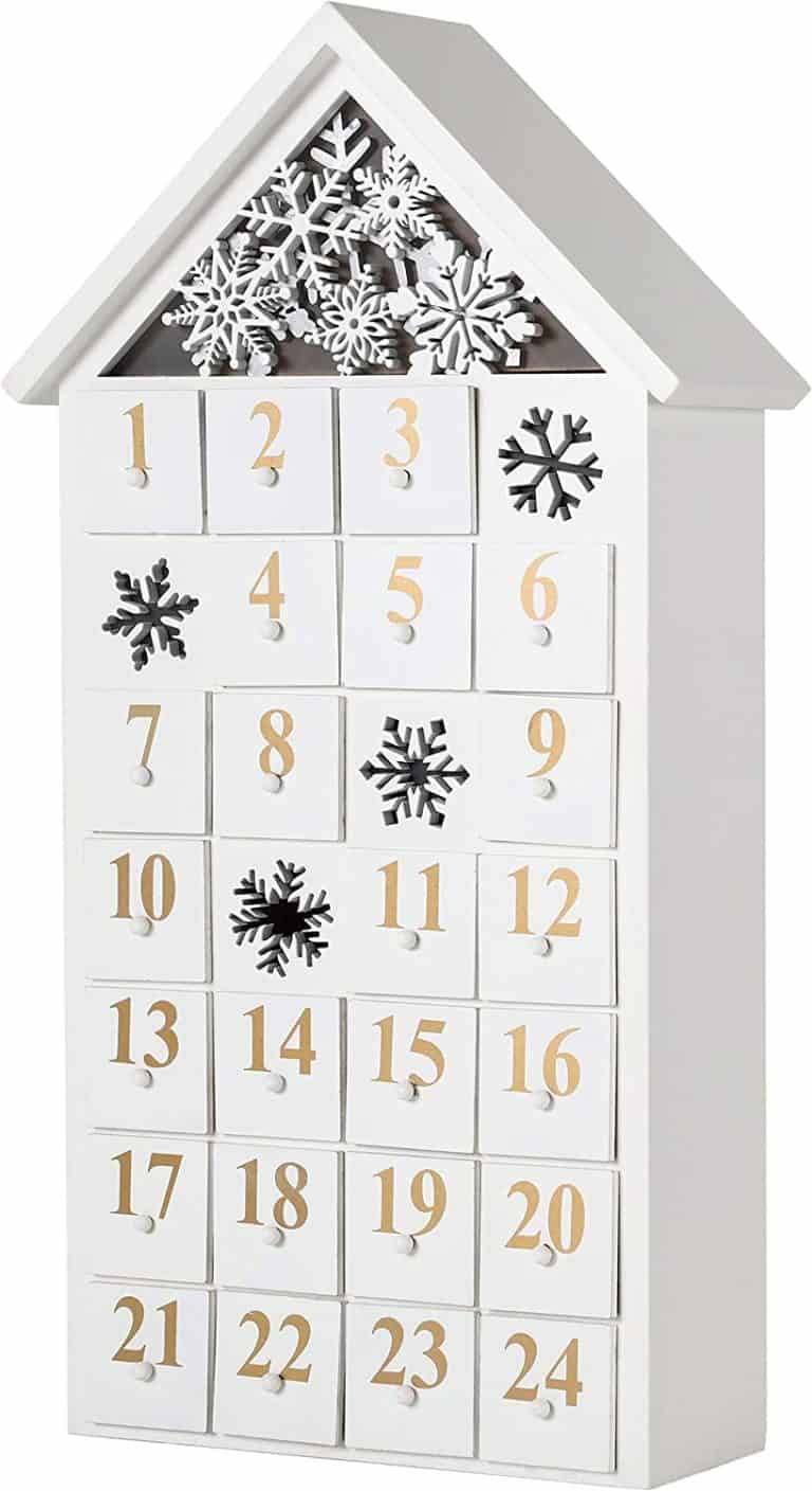 Weißes Schneehaus mit LED-Beleuchtung - DIY Weihnachtskalender